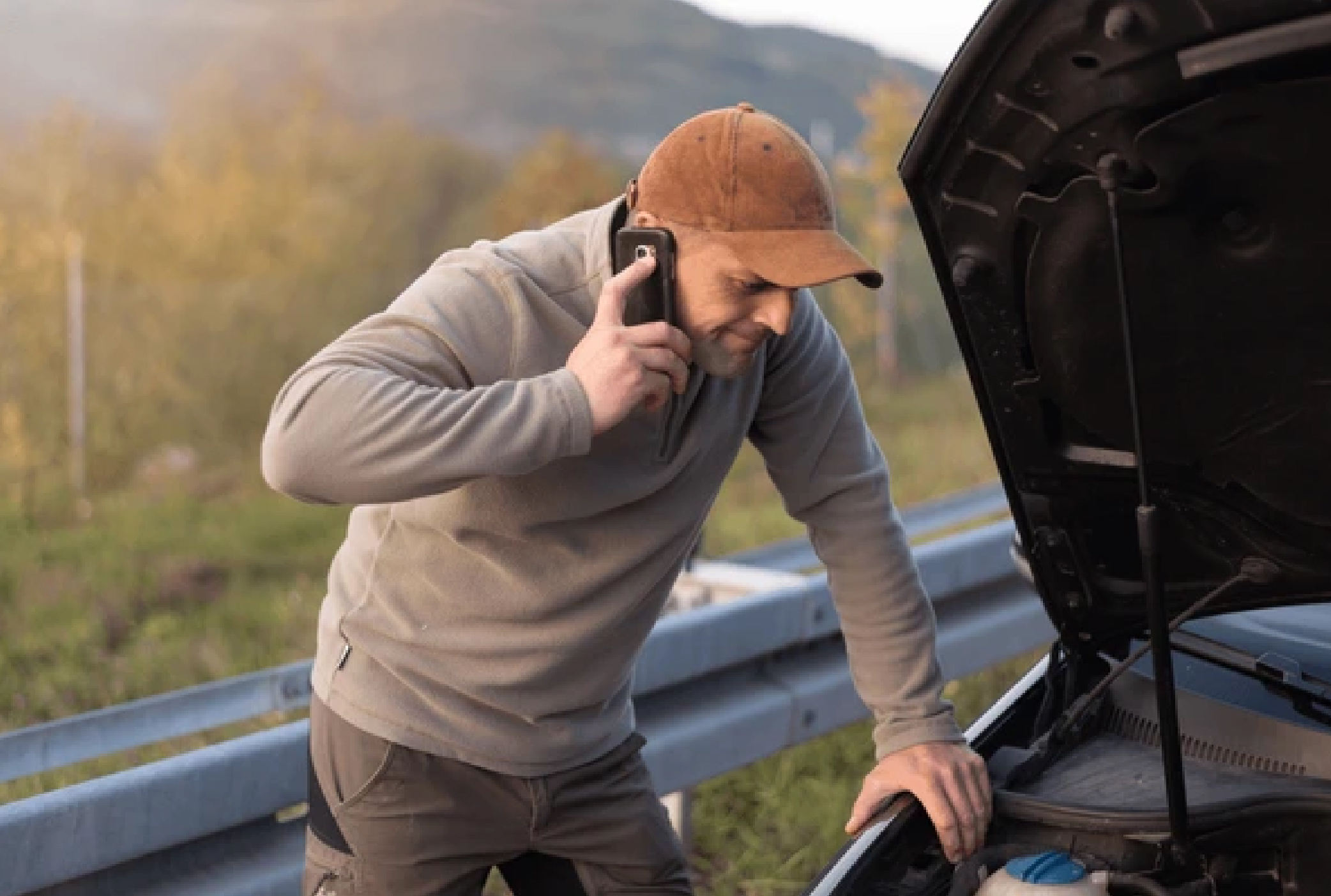 Stranded vehicle needing towing assistance